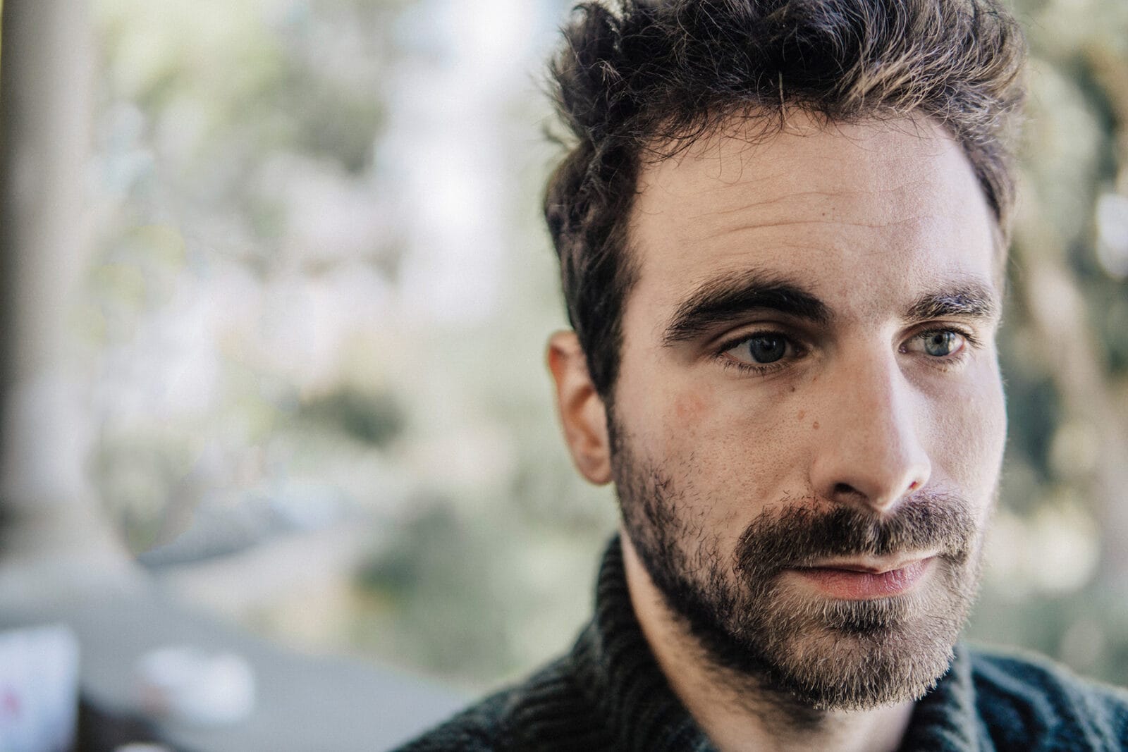 Close up of man looking serious thinking