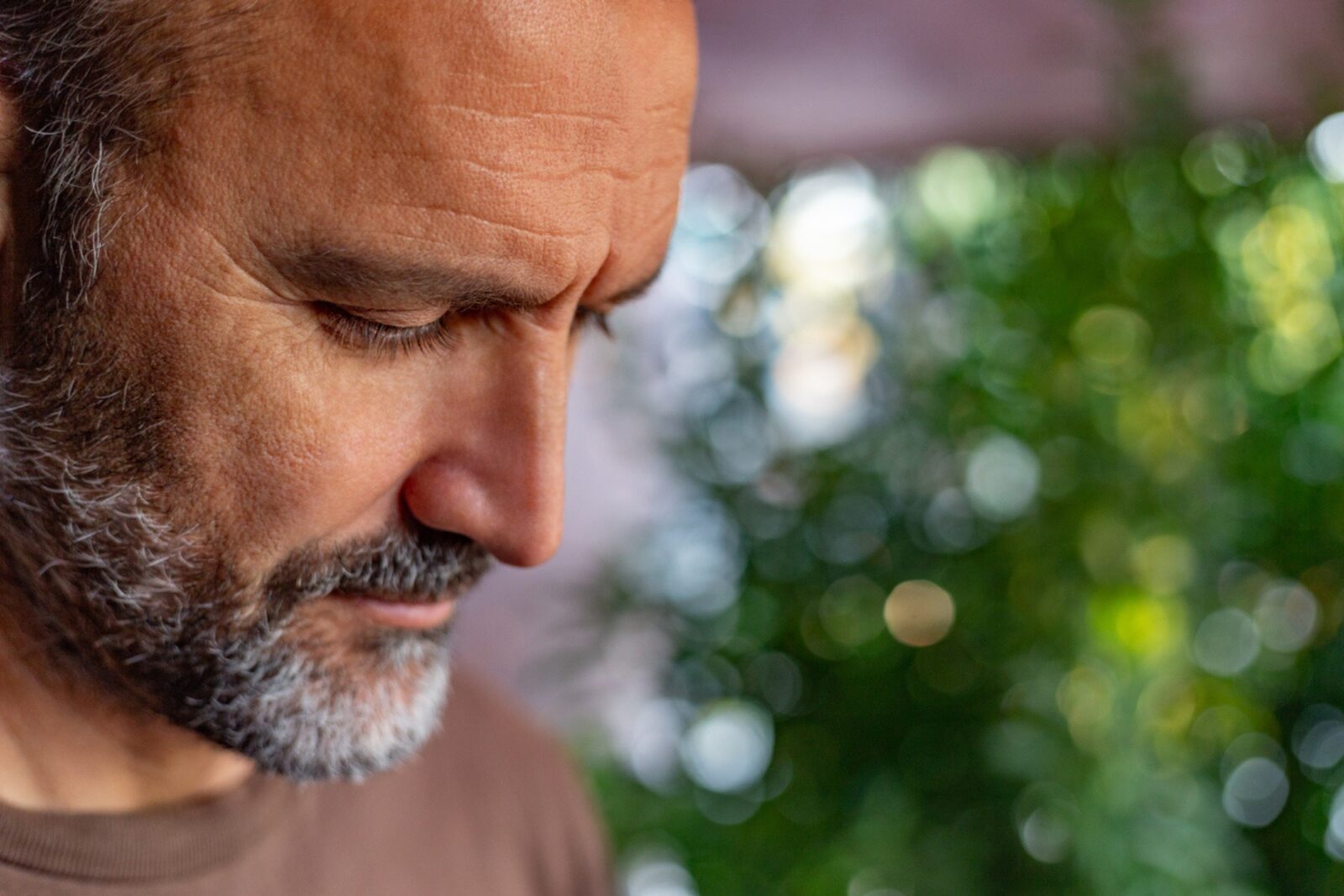 Close up portrait of man looking pensive